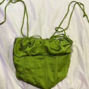 Cute green satin top. Work once or twice. Good quality